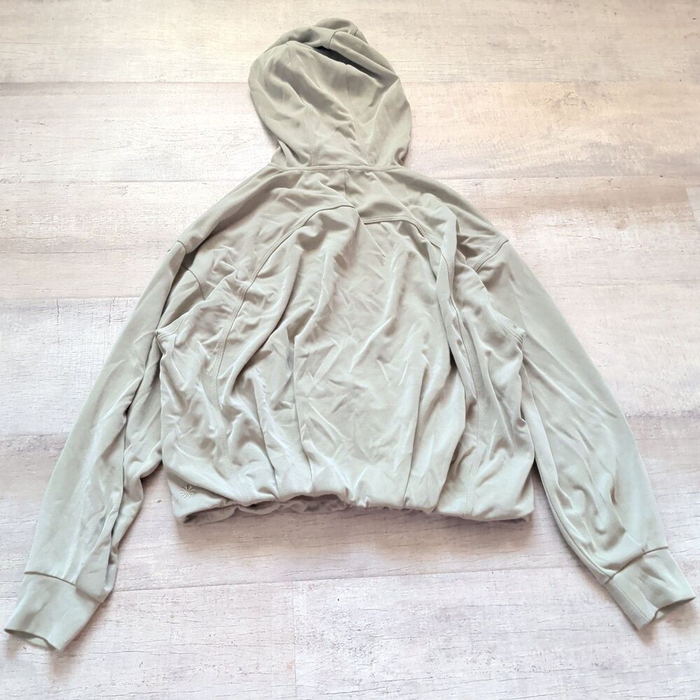 Athleta Seasoft Bubble Hem Hoodie Small S Sage Green Pullover Sweatshirt Soft - Picture 6 of 8